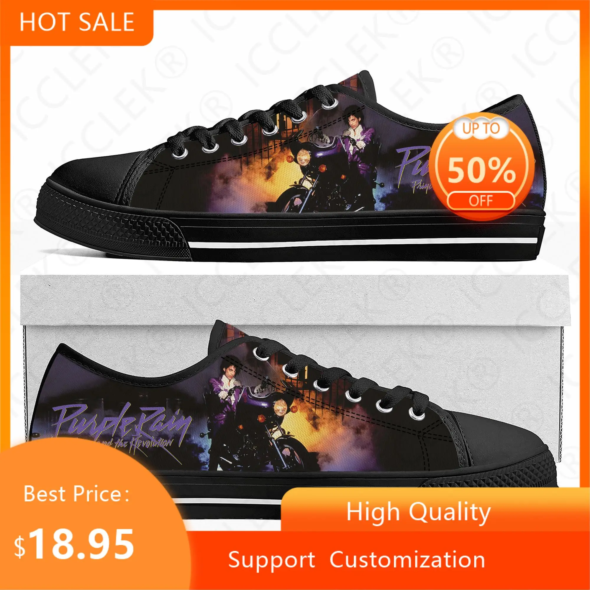 Prince Rogers Nelson Purple Rain Low Top High Quality Sneakers Men Women Teenager Canvas Sneaker Casual Couple Shoes Custom Shoe