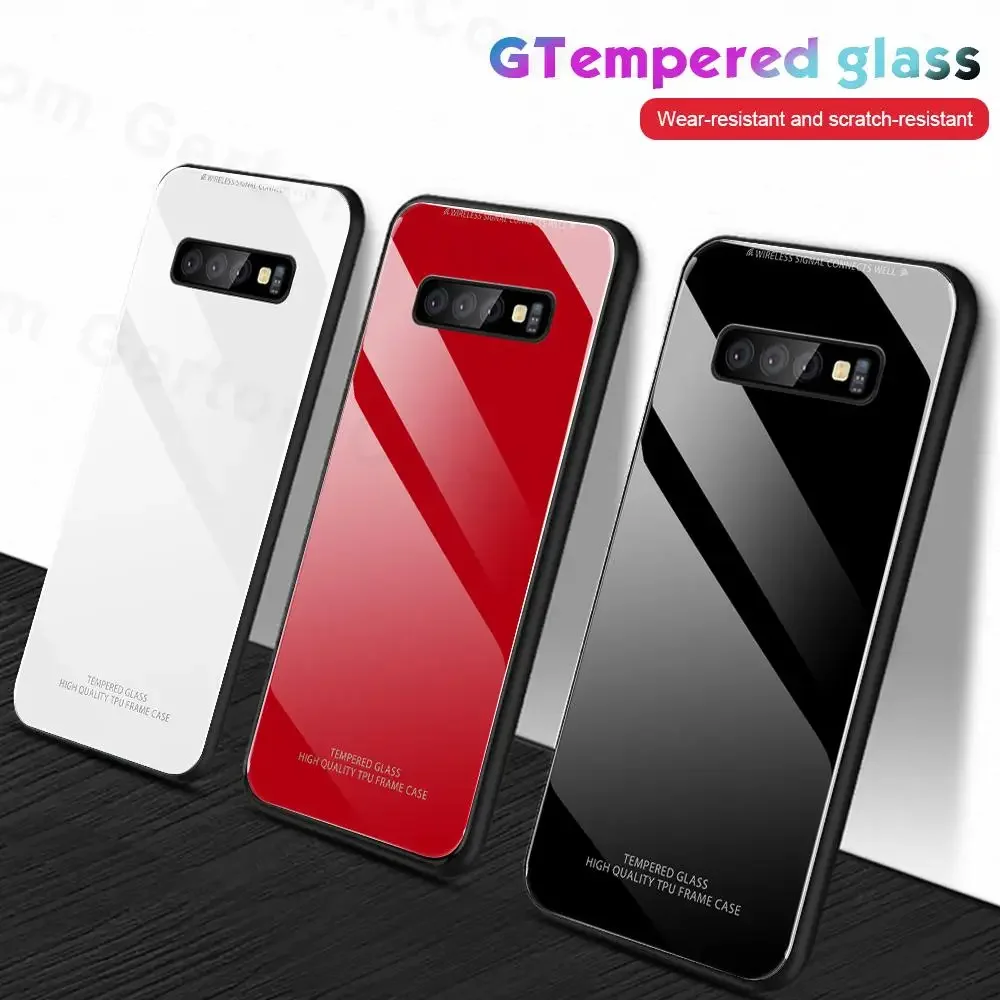 Tempered Glass Case For Samsung Galaxy S10 Plus S10E S10 Case Gradient Glass Cover Back Protective Shell S 10 S10E S10e Capa