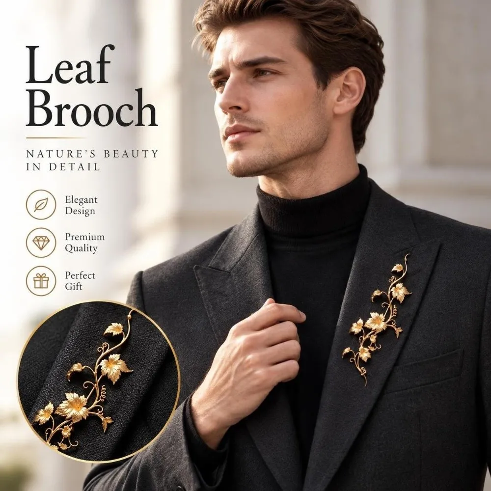 New Branch Shape Leaf Brooch Decorative Long Brooch Pin Safety Pin Back Sparkling Clothing Fixing Pins Clothing Accessories