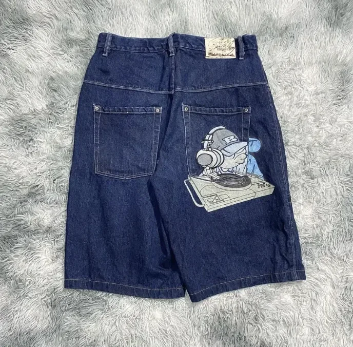 Shorts jeans preto com incrustações de diamante feminino, streetwear de pernas largas, moletom americano fino, Y2K, retrô, novo