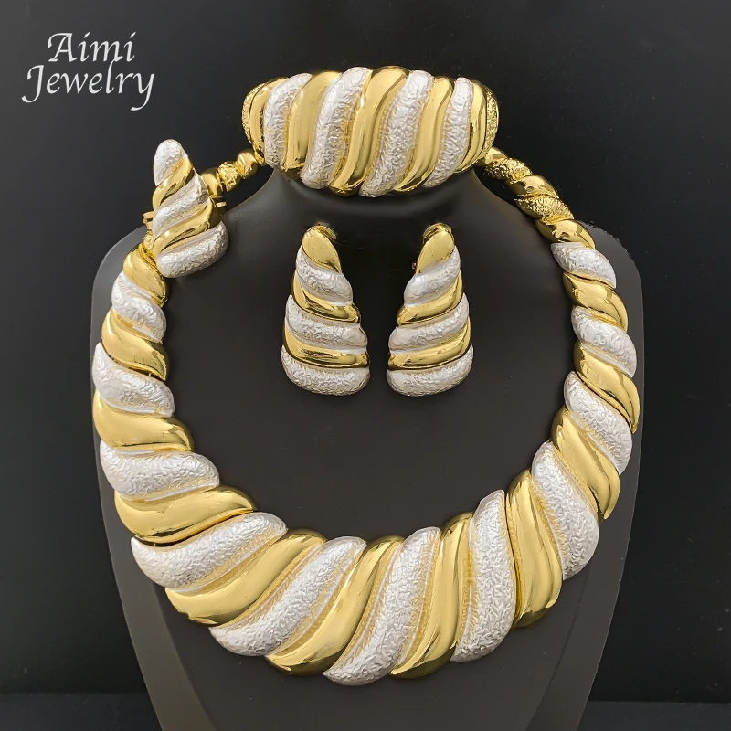 Dubai 18K Gold Plated Jewelry Sets for Women Surround Big Necklace Collar Original Wedding Banquet Parties Luxurious Jewelry