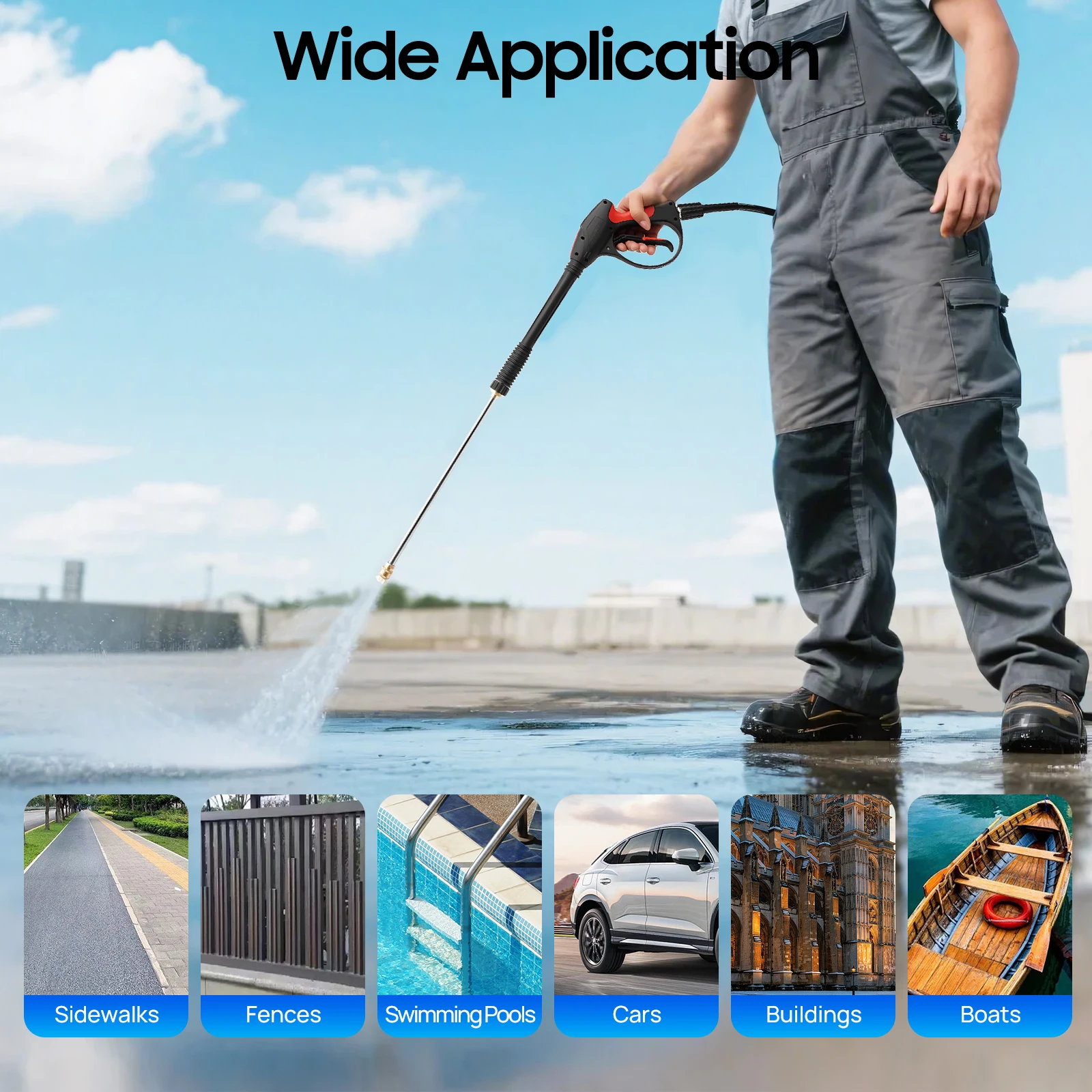 

Водяной пистолет-распылитель для автомойки высокого давления 3000 фунтов на квадратный дюйм, портативный распылитель для автомойки длиной 26,25 фута с 5 сменными насадками