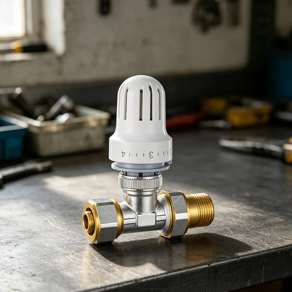 Thermostatic Radiator Valve in Solid Brass with 8x8x6cm Size for Residential Heating Applications and Quick Setup