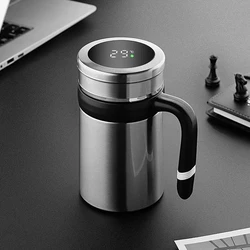 500ML Thermos Coffee Mug With Filter Handle Stainless Steel Insulated Vacuum Tea Cup Home Office LED Temperature Display Gift