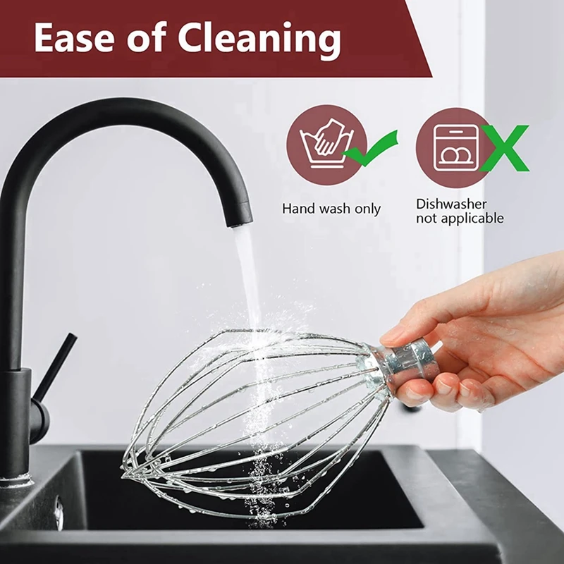 Frusta a filo BAAN-5X per robot da cucina Kitchenaid 5QT Lift e 6QT, accessorio per frusta, agitatore per crema all'uovo in acciaio inossidabile