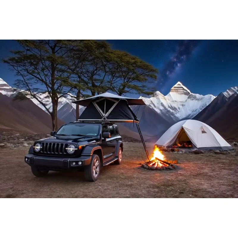 High Quality Wholesale Oxford Soft Shell Rooftop Tent Foldable Four Season Waterproof For SUV With Telescopic Ladder 5cm/7cm Mat