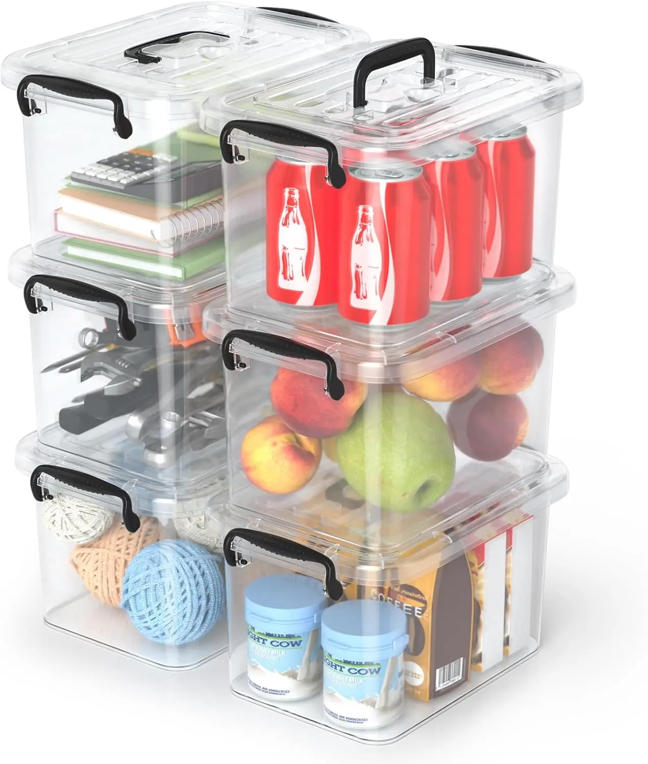 

Plastic Storage Containers with Lids - 6 Pack 6 Quart Clear Storage Bins with Lids, Stackable Storage