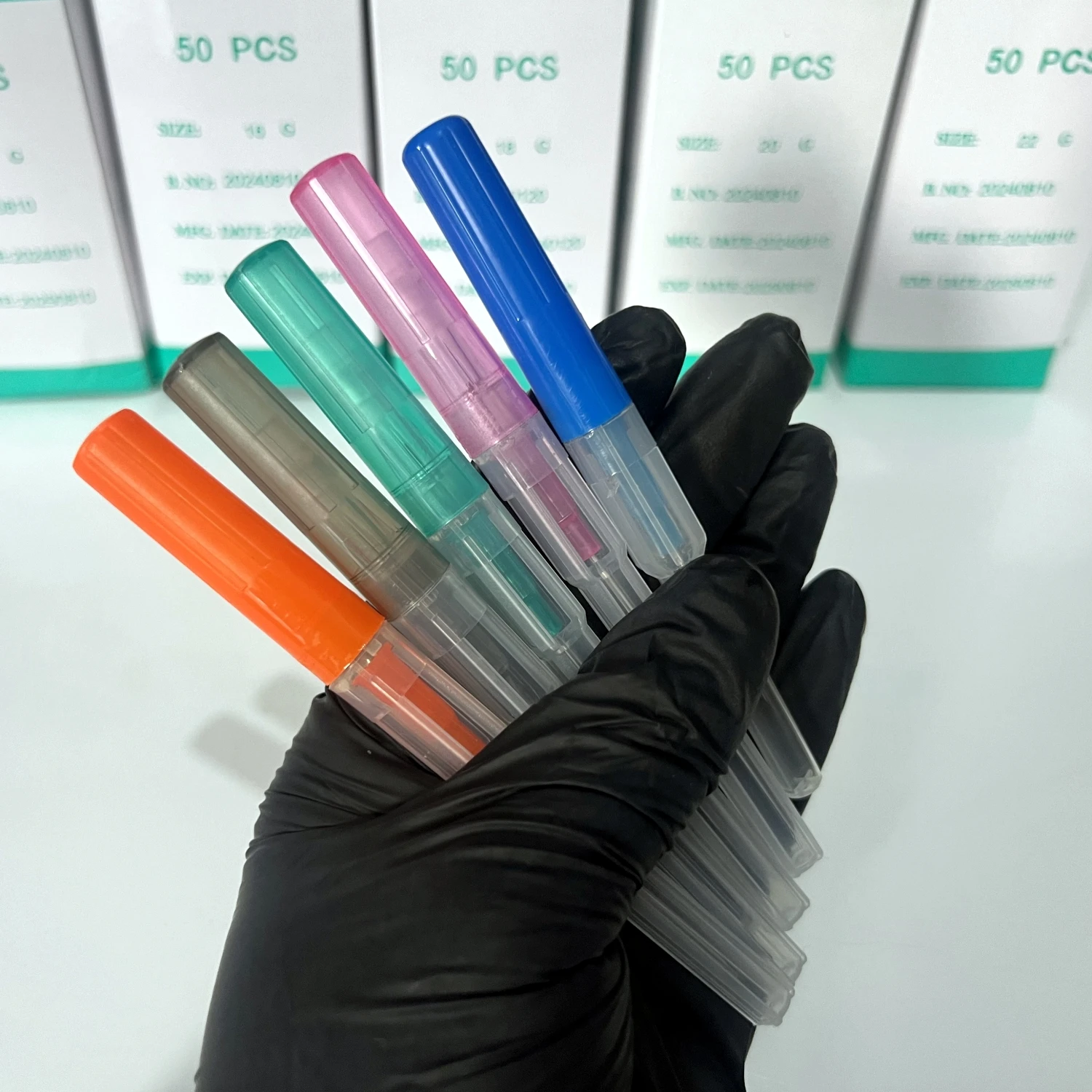 

Коробка из 50 шт. иглы для пирсинга, одноразовые иглы для пирсинга из хирургической стали, стерилизованные иглы для перманентного макияжа, татуировки