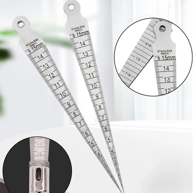 1PC Stainless Steel 0-15mm Taper Inner Measuring Gap Ruler Wedge Feeler Stainless Steel Hole Ruler Aperture Gauge Tapered Ruler