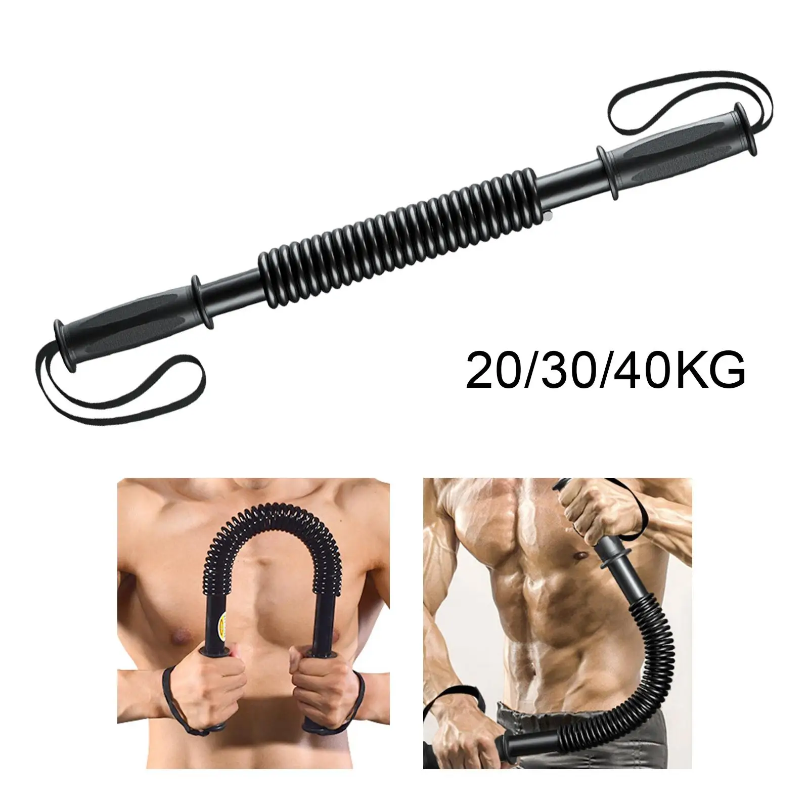 Power Twister Bar Spring Exerciser Chest Expander Upper Body Exercise for Home Gym Trainer Muscle Pulling Women Men Bicep