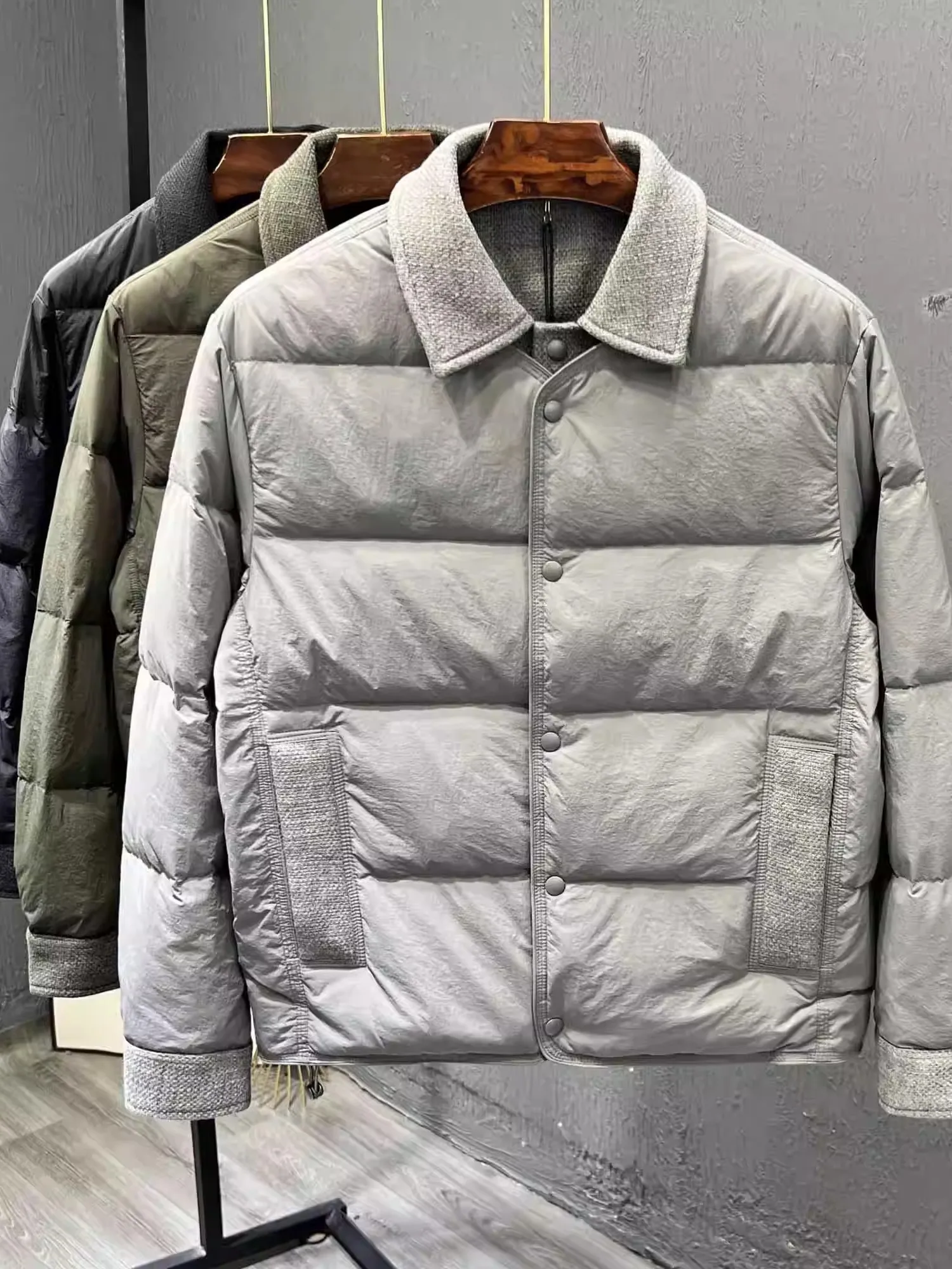 

Thiened Casual Sle Men's Cotton Jaet Collared Warm Outerwear Faionable Versatile Long Sve Urban Leisure Faion