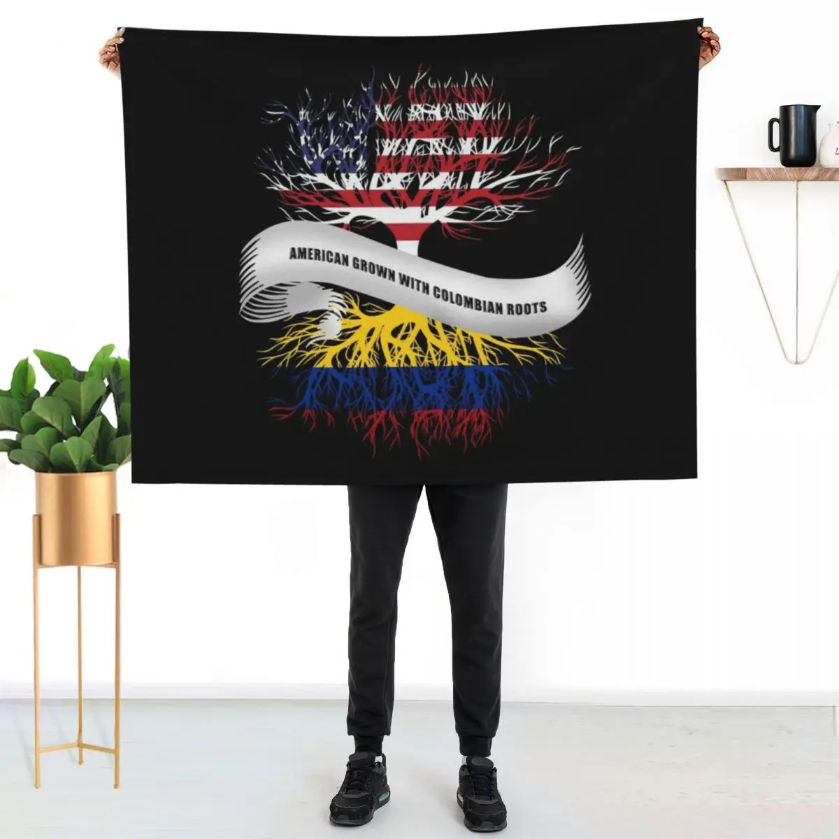 American Grown with Colombian Roots Colombia Throw Blanket Quilt Soft Plaid Sofa Retros Weighted Softest Blankets