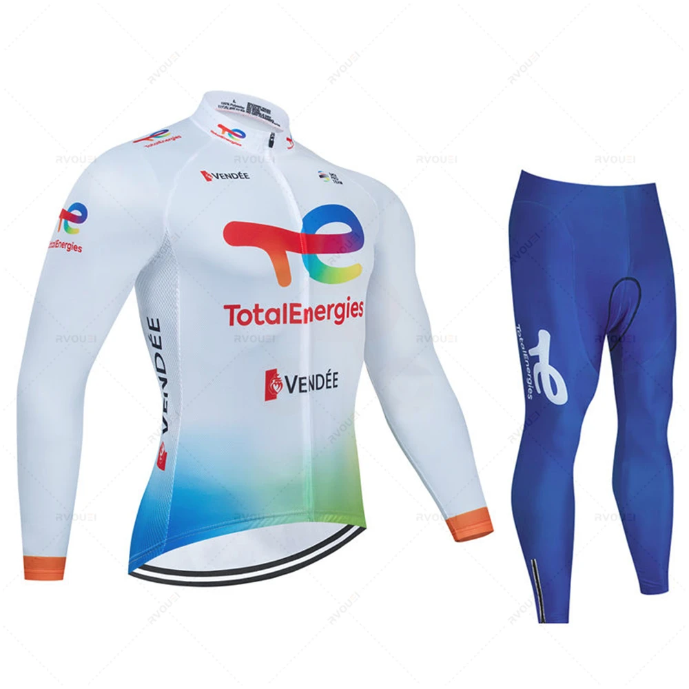 Total Energies Team Autumn Cycling Jersey Sets Breathable Long Sleeve Spring New Men\'s MTB Bicycle Clothing Suits Roupa Ciclismo