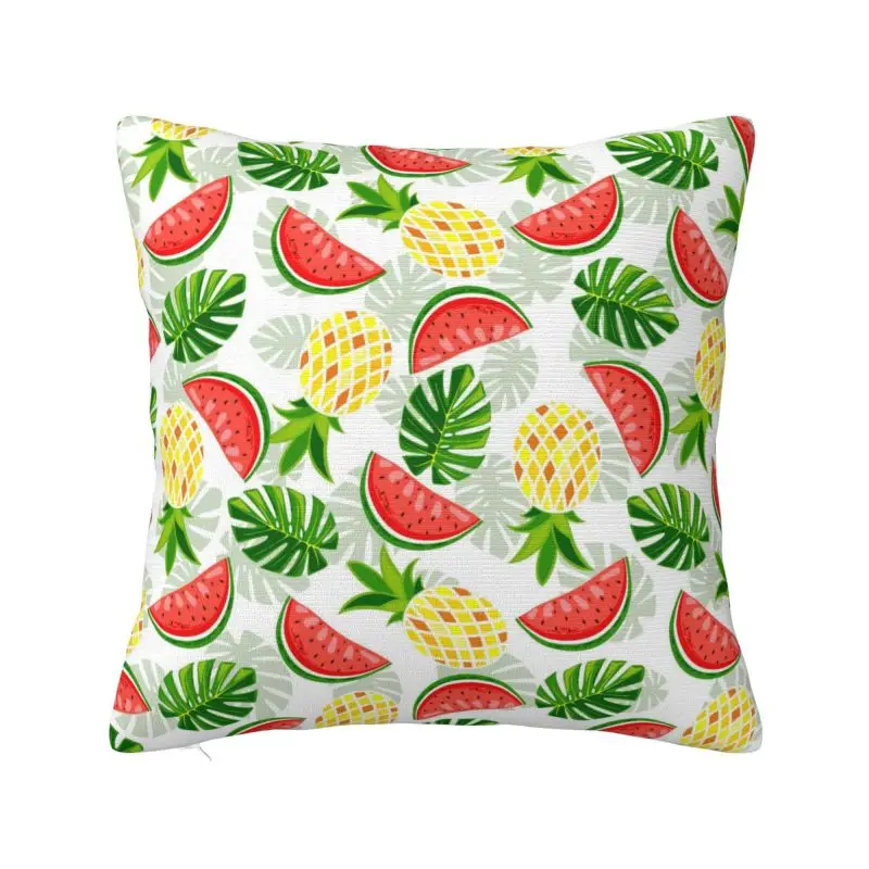 Summer Fruit And Leaves Cushion Cover 55x55 cm Polyester Velvet Throw Pillow Case For Sofa Car Seat Home Decor Pillowcase