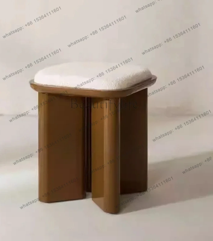 

Nordic simple cream style solid wood pedal makeup stool designer porch shoe change stool