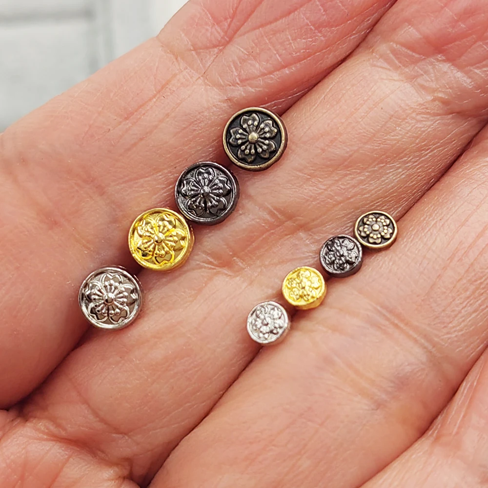 50pcs 4mm 6mm Mini Cherry Blossom Metal Shank Button U-Shape Foot Sakura Flower Button for BJD Doll Clothes DIY Doll Accessories