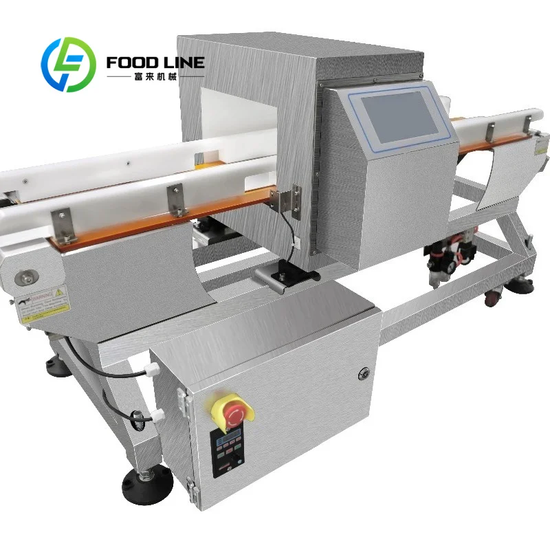 Customize Factory Custom High Accuracy Snack Bread Fruit Convey  Food Metal Detector Machine with Swing Arm Rejection and CE