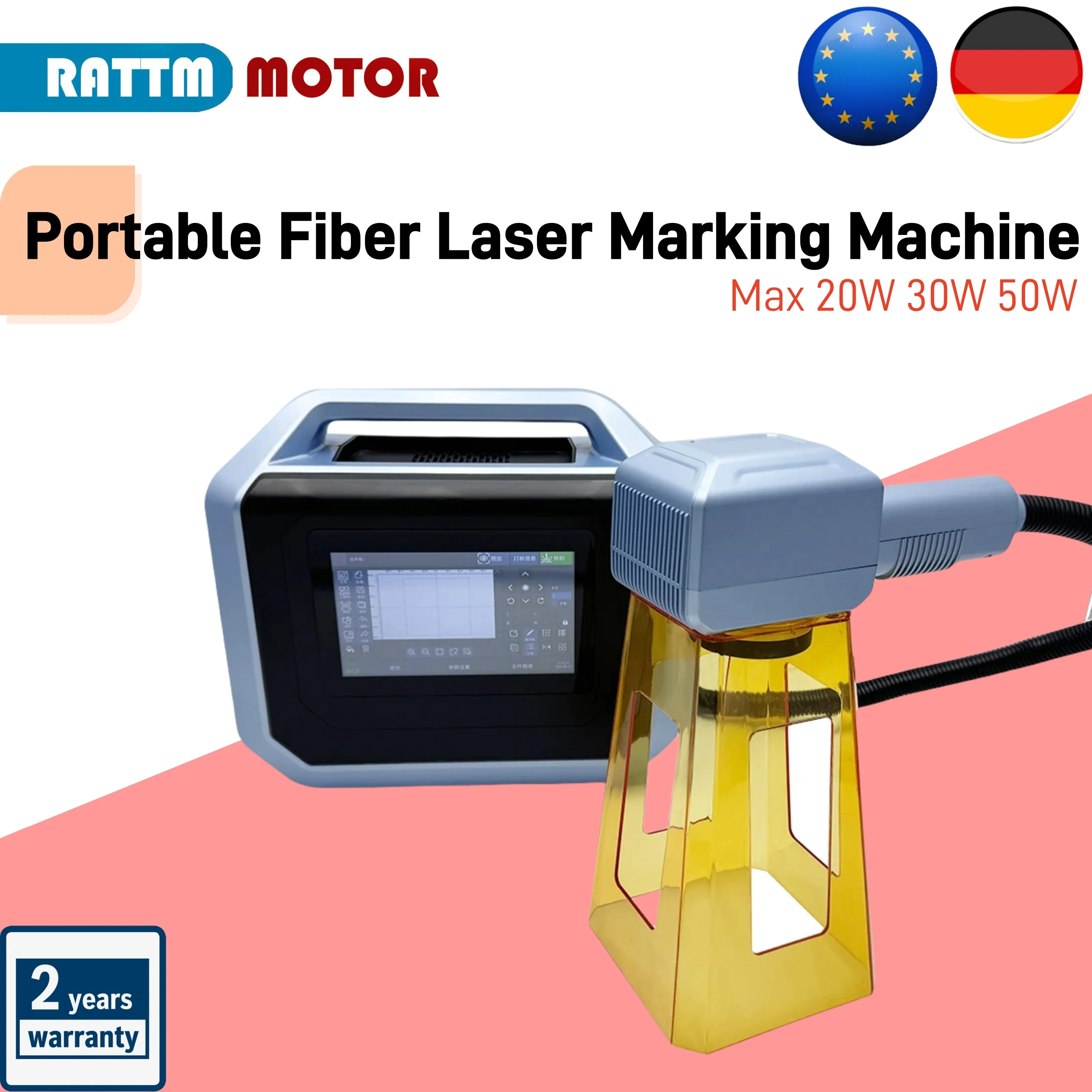 20W 30W 50W Portable Hand-held Fiber Laser Marking Machine For Engraving DIY Print Metal Gift LOGO QR BAR Code Word IMage