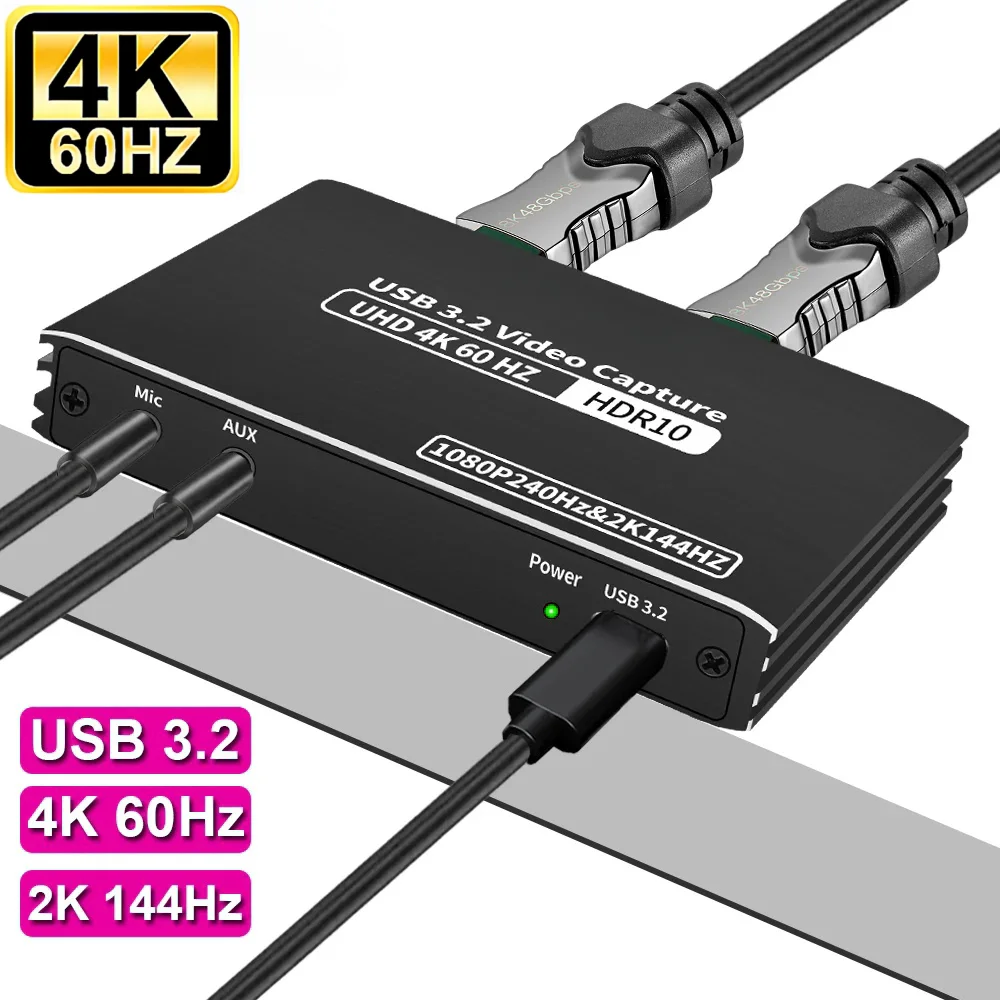 4K60 live video capture card 4GB RAM dedicated switch PS5 mobile phone iPad video capture MP4/H.265 format 8GB ROM USB AC OBS