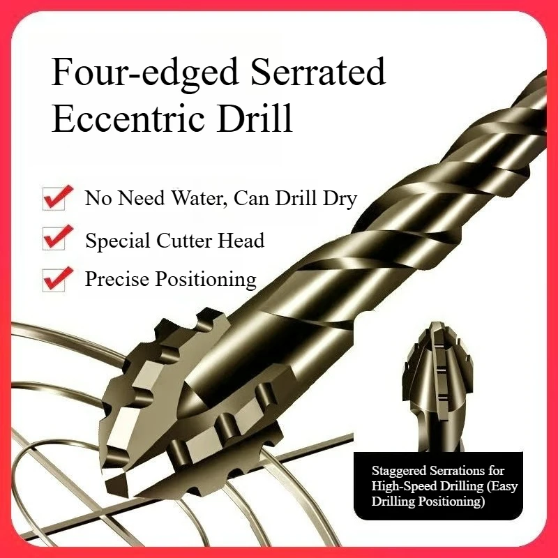 Chowmaster 4 Flutes Serrated Eccentric Drill Bits Set for Glass Ceramic Concrete Brick Drilling Tools 3-12mm Drill Bits Set