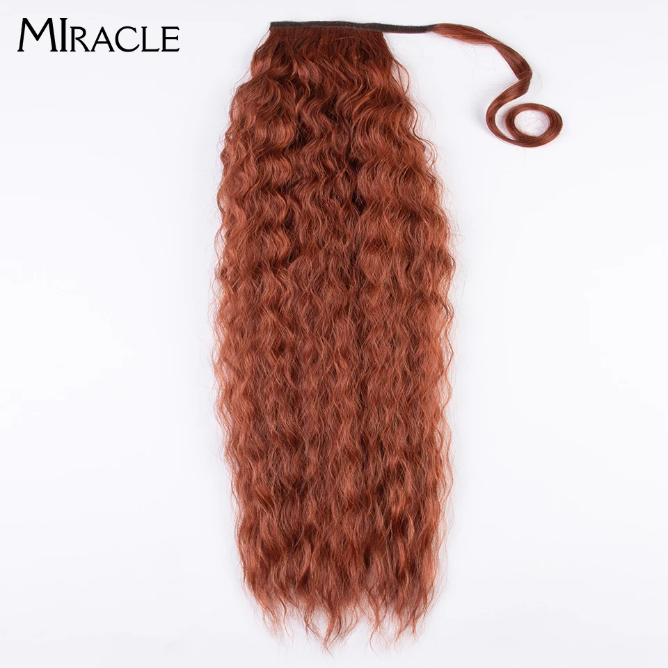 MIRACLE Synthetic Hair 30 Inch Long Curly Ponytail Wrap Around Ponytail Hair Extensions Heat Resistant Horsetail Hairpiece