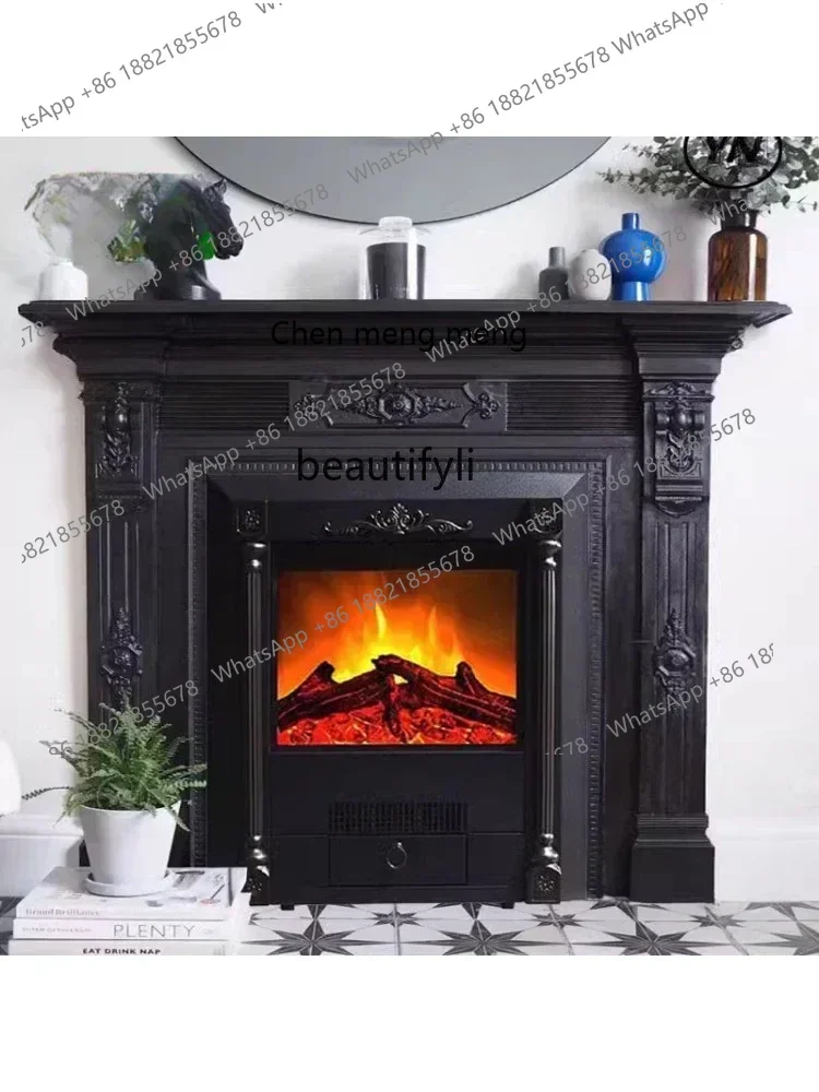 

D178 French Decorative Cabinet Solid Wood Household Background Wall Fireplace Rack European Living Room Entrance Shelf Firepla
