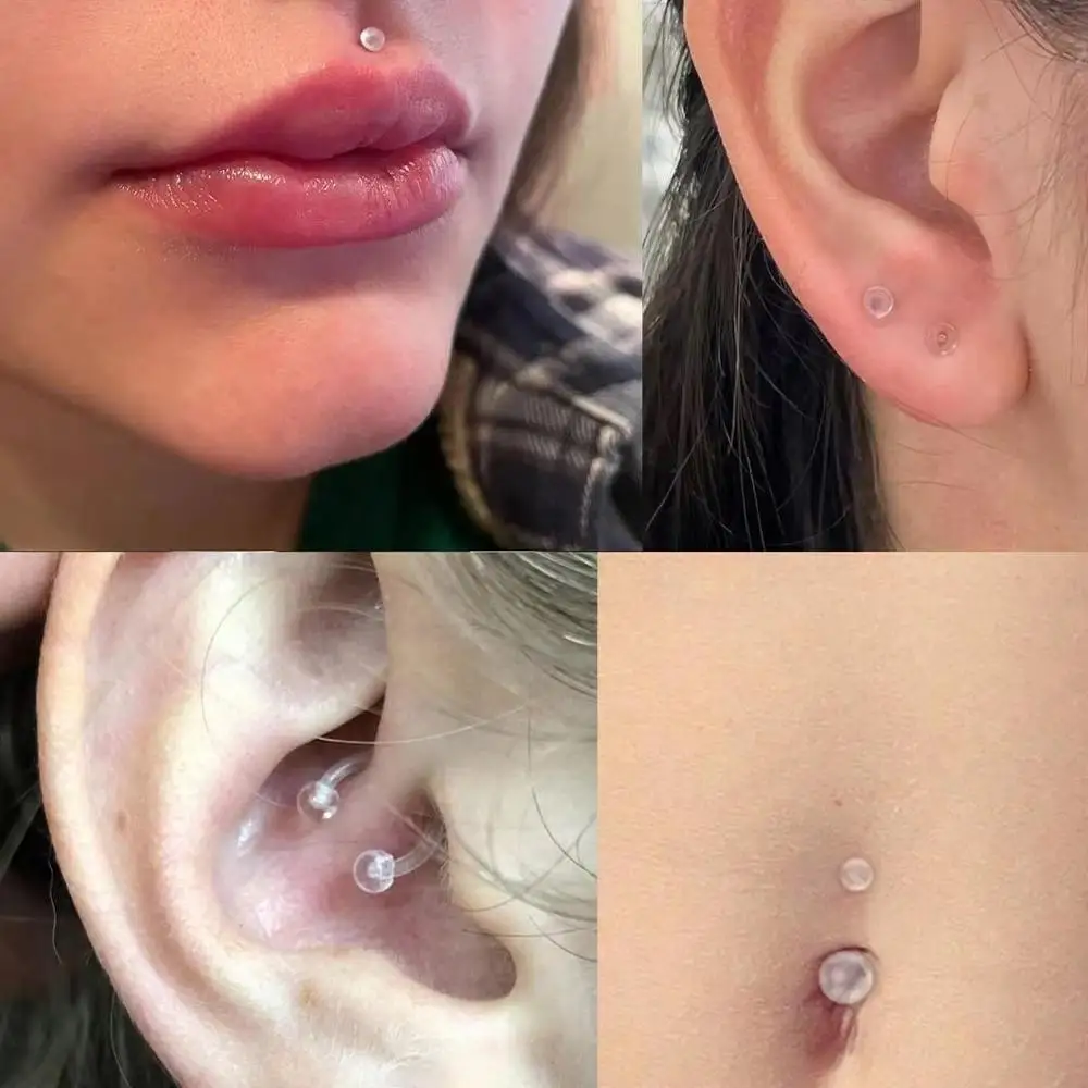 Clear Piercing Retainers Nose Rings Studs Belly Rings Septum Eyebrow Lip Cartilage Tragus Earring Retainer Piercing Jewelry