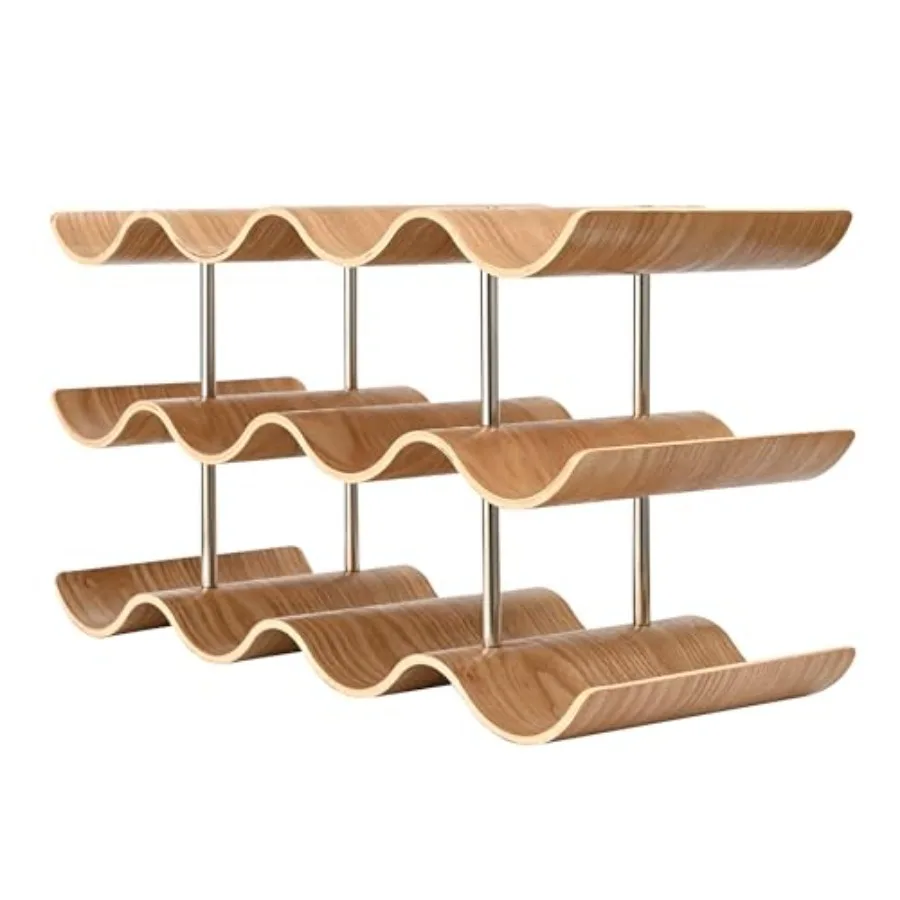 

Countertop Wine Rack 1 Freestanding Wine Holder Stand Wooden Wine Storage Rack Wavy Wine Organizer for Cabinet Pantry Home Kitc