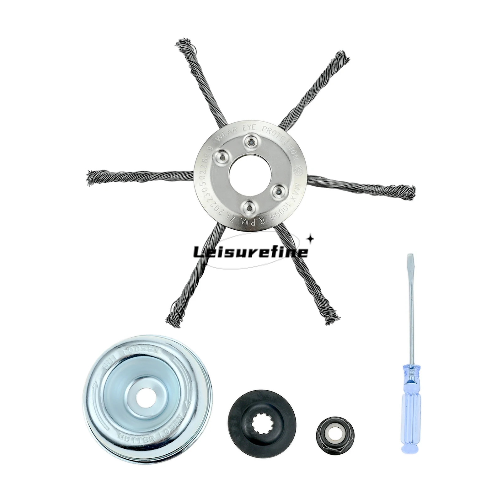 8Inch 6-ends Replacement Head for Grass Lawn Mover Twisted Steel Wire Brush fit Cutting Weed Shrubs Garden Repairing Accessories