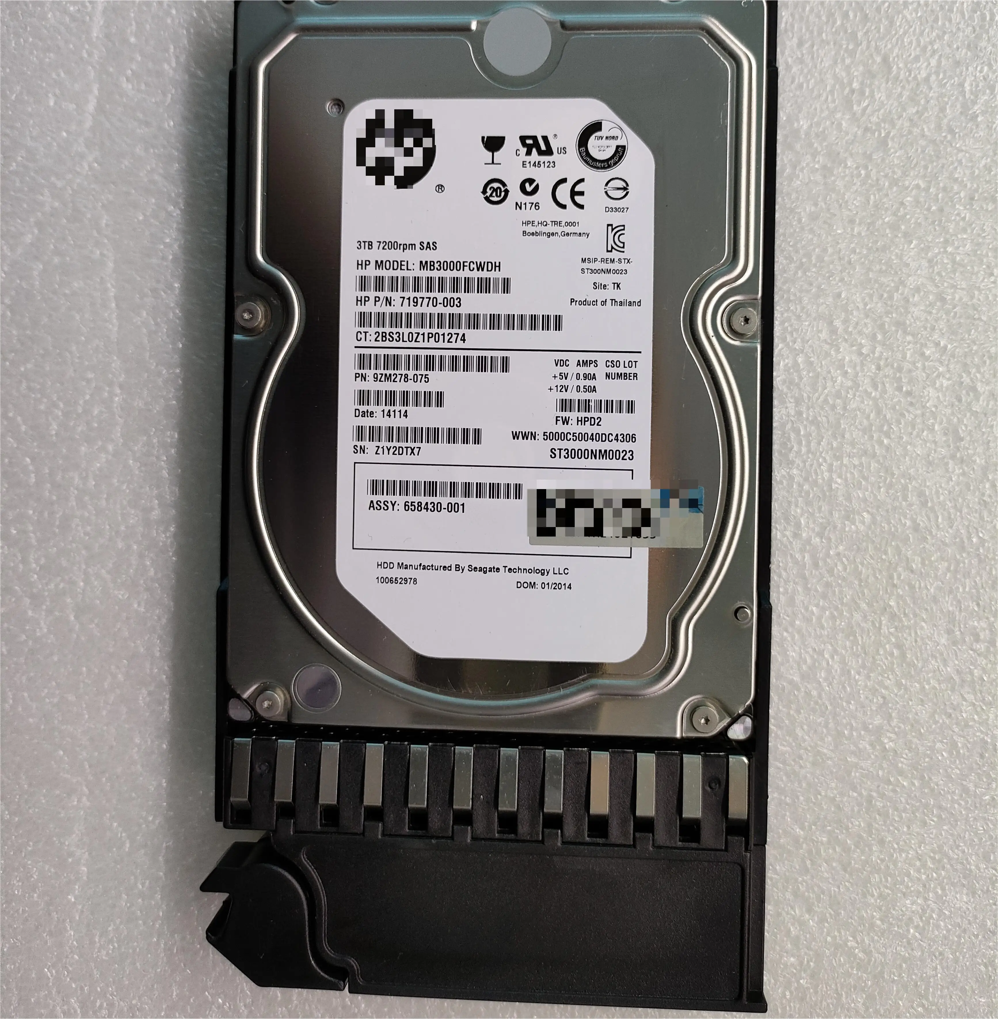 QK703A 656102-001 MSA  3TB SAS 6K 3.5 P2000 HDD Hard Disk