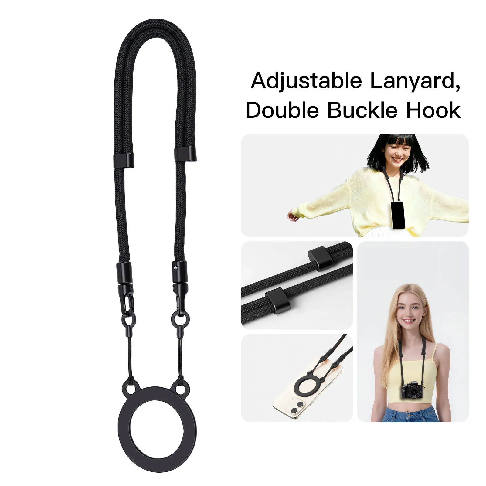 M22 Adjustable Magnetic Neck Hanging Rope Phone Strap Bear Rings Cell Phone Lanyards Adjustable Cell Phone Lanyards