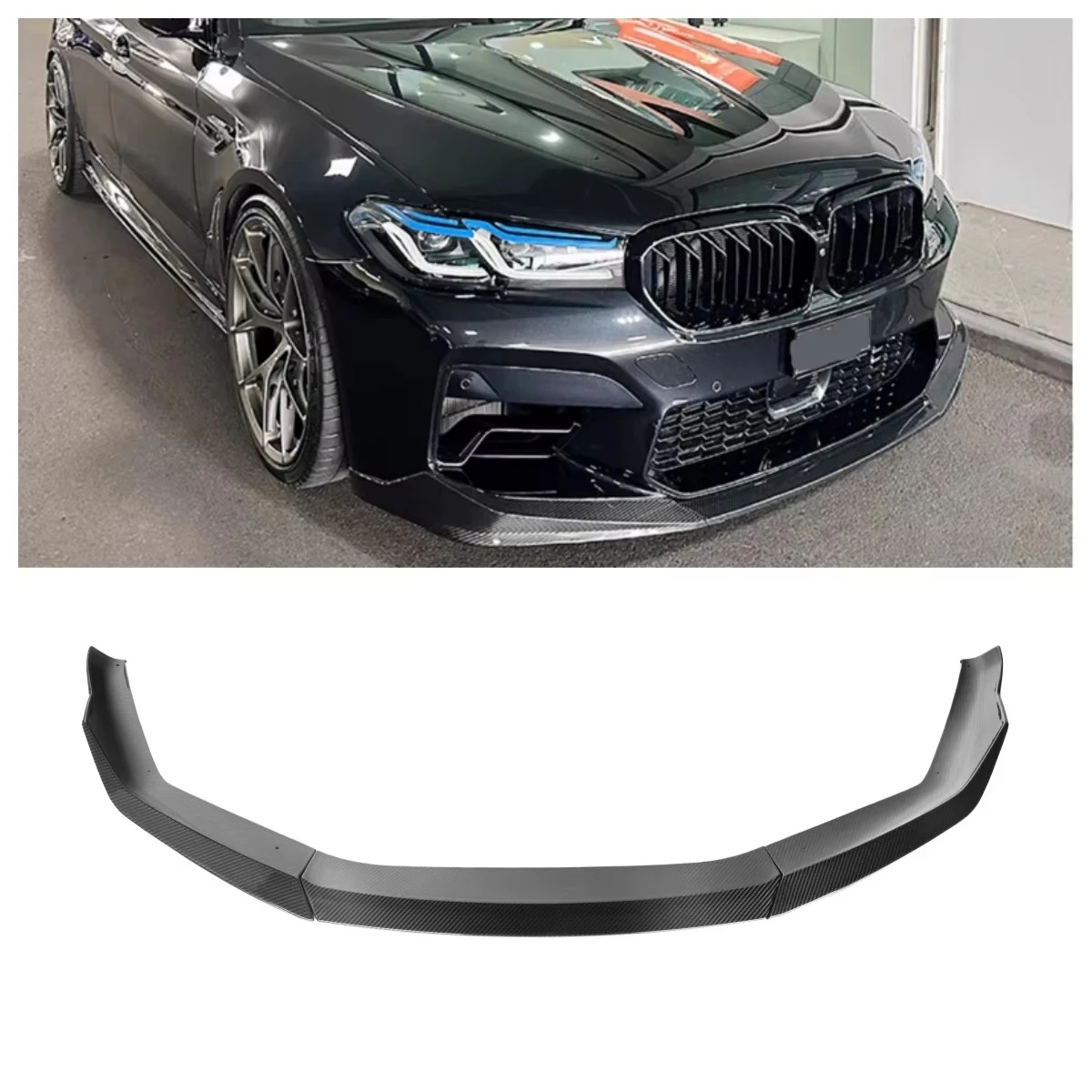 100% Dry Carbon Fiber F90 LCI P Style Front Bumper Lip Splitter 3PCS for F90 M5 LCI 2021+ Body Kit Car Front Lip Splitter