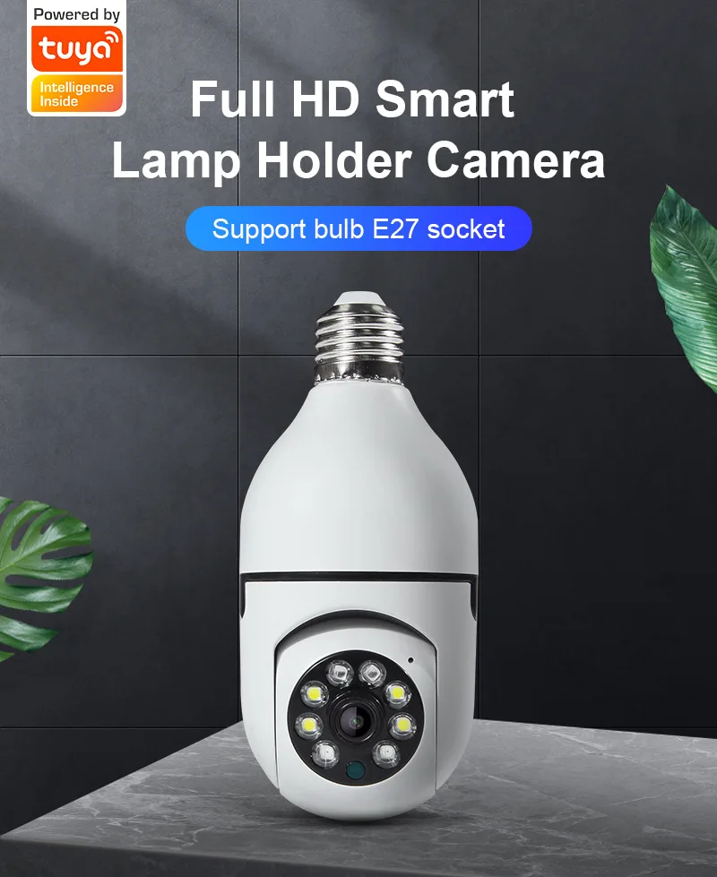 

5MP 1944P Tuya APP E27 Lamp Head Socket PTZ IP Camera Full Color AI Humanoid Detection Home Security CCTV Baby Monitor