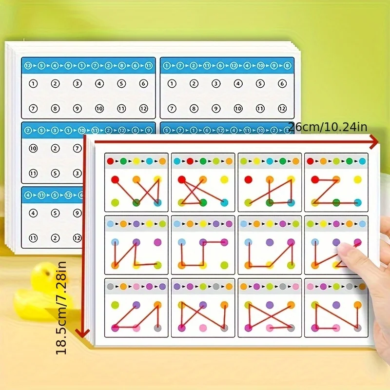 Schede di collegamento per l'allenamento con penna cancellabile da 6 fogli: allenamento con messa a fuoco e attenzione sul monitoraggio visivo, riconoscimento dei colori e dei numeri
