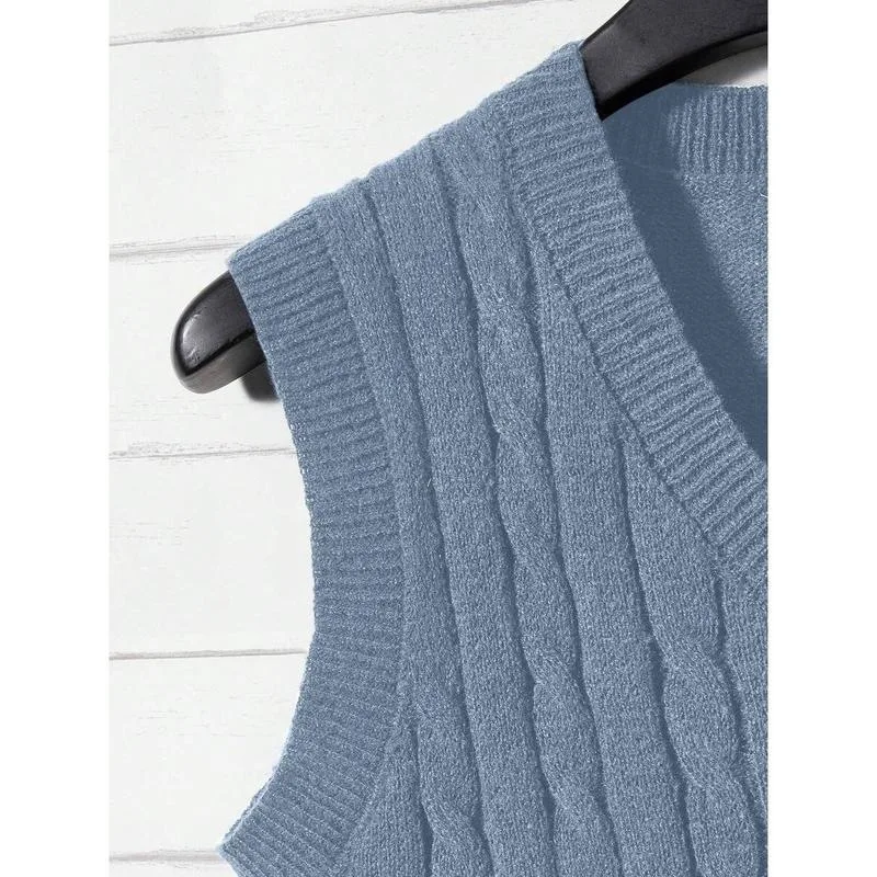 

V Neck Knit Vest Sweater Women's Fashion Cross-Border Knitted Tank Top Inner Wear Regular Length Other Material 100%