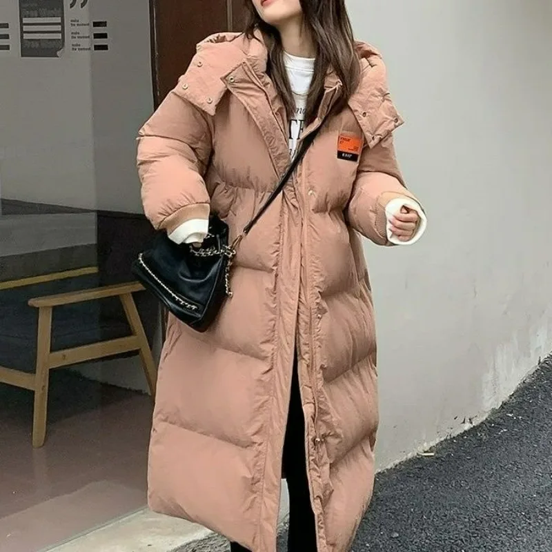 

2023 New Women Down Cotton Coat Winter Jacket Female Mid Length Version Versatile Parkas Loose Thick Outwear Hooded Overcoat