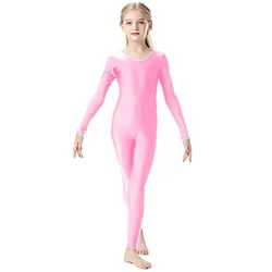 Children Solid Fashion Bodysuit Cosplay Costume Holiday Party Close-Fitting Jumpsuit Girl Long Sleeve Stage Performance Clothes