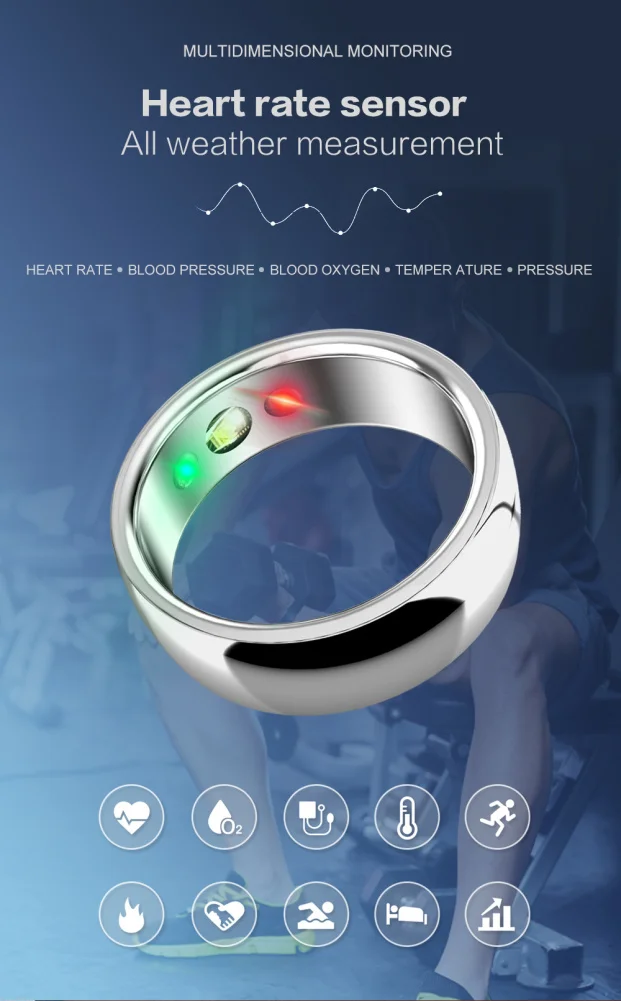 SR300 cincin pintar IP68, cincin pintar tahan air pelacak kesehatan cincin paduan Titanium Monitor tekanan darah, oksigen darah, detak jantung
