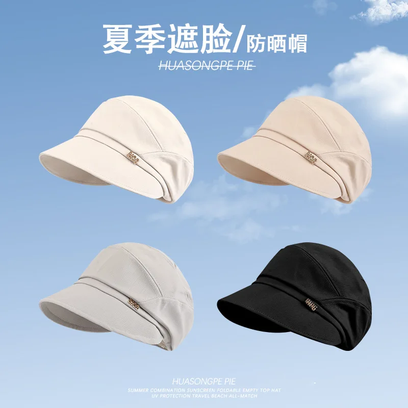 

2023 -Looking Small Peaked Cap Summer Casual Sun-Proof Pile Style Student Plain Face Bucket Hat Female