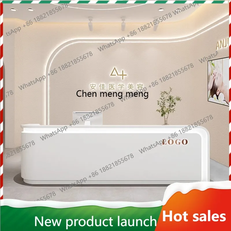 Nowoczesny prosty bar, firma, recepcja hotelu, instytucja szkoleniowa, strona kasy, salon kosmetyczny, studio jogi, biurko recepcyjne