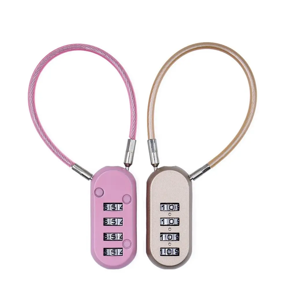 Zinc alloy 4 Digit Password Lock Wire Rope Padlock Backpack Zipper Lock Anti-theft Luggage Combination Lock for Home&Travel