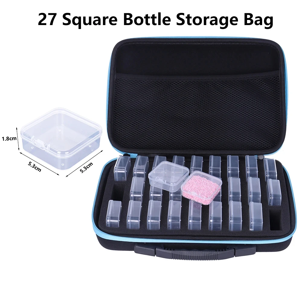 DIAPAI 27 Grid Diamond Painting Storage Case - Portable Nylon Organizer for Accessories, Mini Items - Multifunctional Container