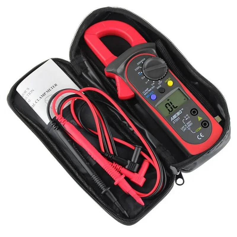 ST201 Digital Clamp Meters Multimeter With AC/DC Voltage Tester Current Resistance Transistor Test Mult Power Meter