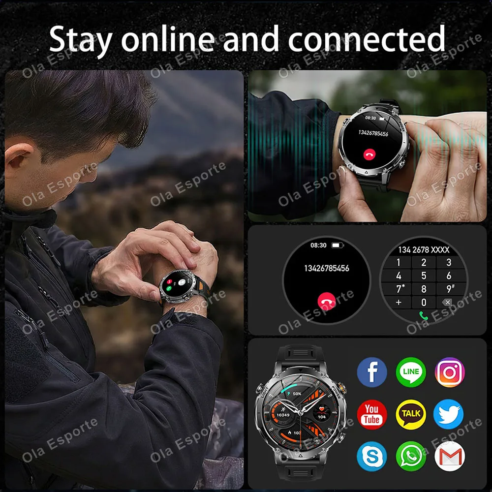 New Outdoor Flashlight Health Measurement Smart Watch Bluetooth Call 1400mAh Battery Heart Rate Waterproof Sports Smartwatch H10