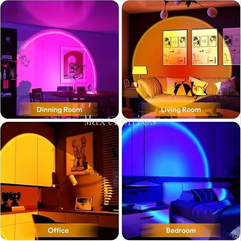 16Color LED Sunset Light Projection Light Night Light with Remote Control RGB Lighted Sunrise Lights for Holiday Atmosphere Lamp
