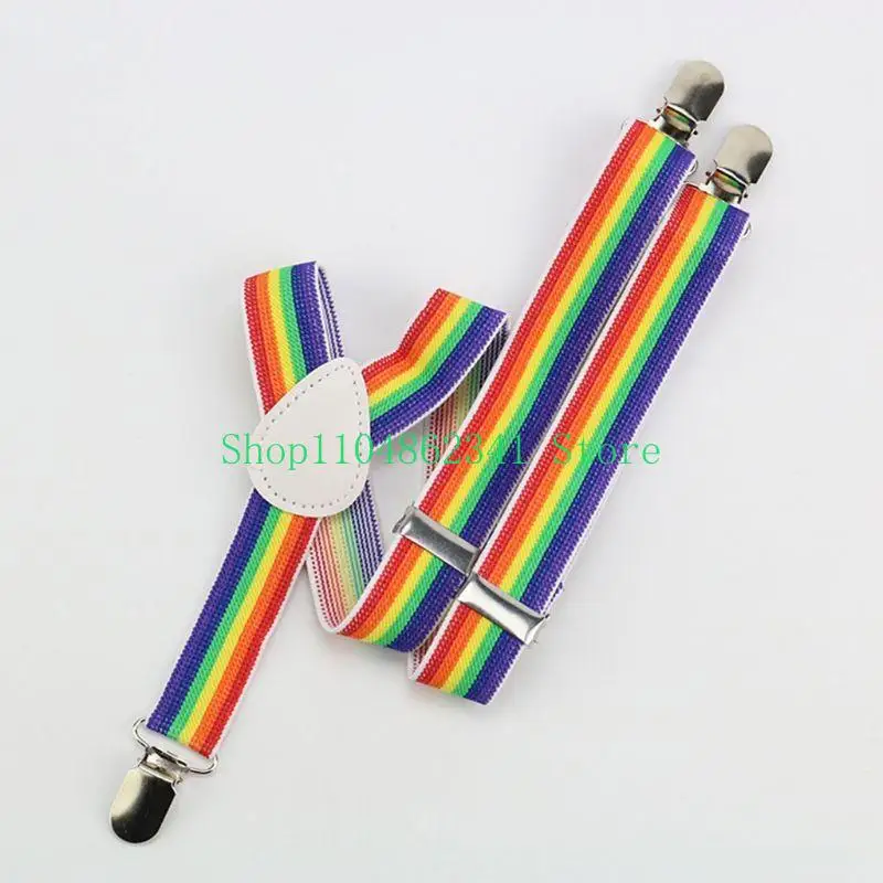 5asd Children Rainbow Strap Clip Colorful Striped Baby Suspenders Belt Boys and Girls