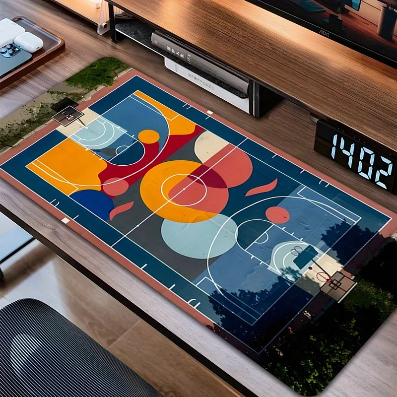 

Basketball Court Colorful Sports Theme Design Mouse Pad Rubber Non-slip Desk Accessories Mousepad for Offices Keyboard Decor Mat