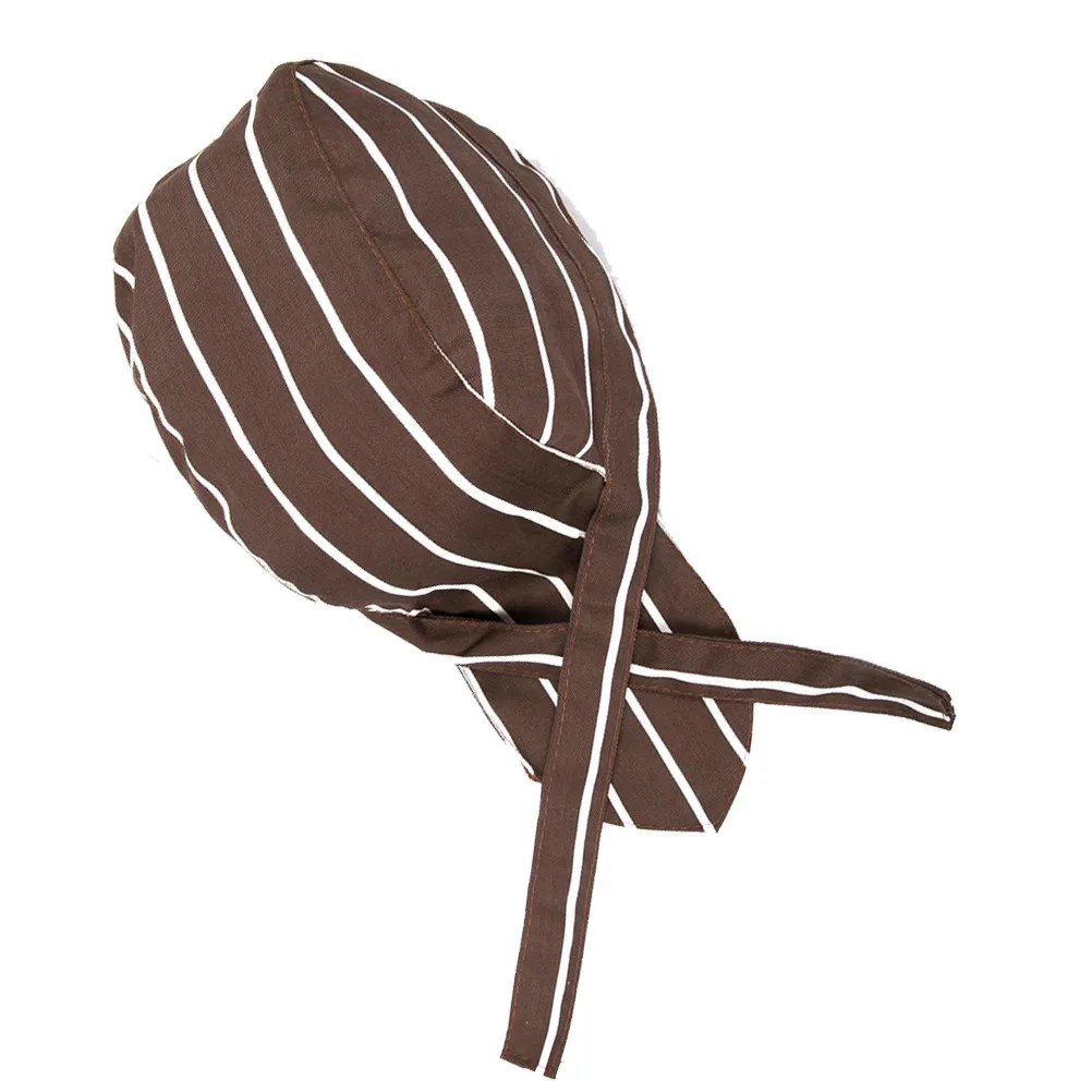 Gorro de camarero pirata, gorro de chef a rayas, gorro de cocina a prueba de polvo, gorro de trabajo para camarero de restaurante, uniforme de cocina