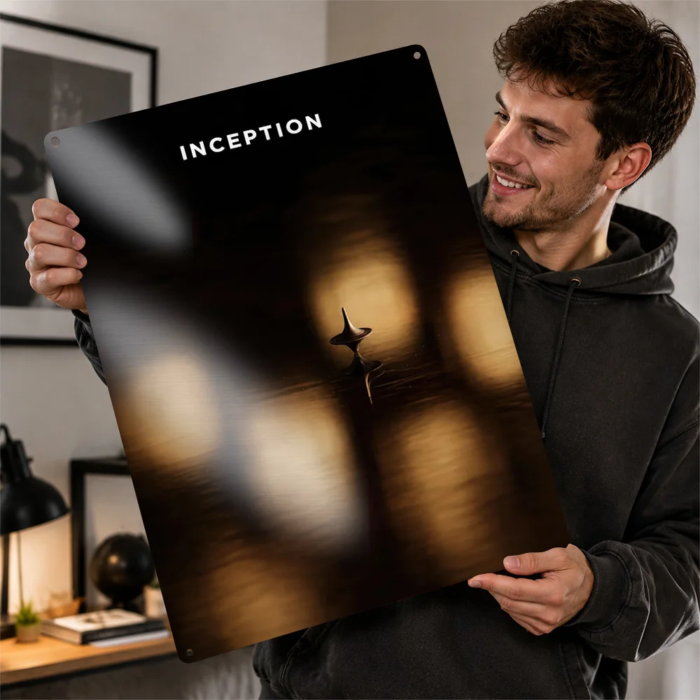 Inception Spinning Top Movie 3D Printed Texture Poster Personalized Wall Art Retro Metal Tin Signs for Modern Home Decoration