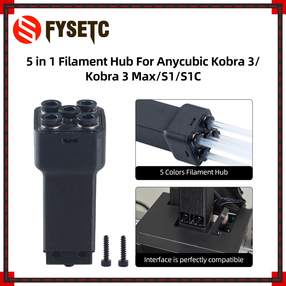 

Upgraded 5 in 1 Filament Hub For Anycubic Kobra 3/ Kobra 3 Max/S1/S1C Convenient And Fast Filament Hub For 3D Printer Parts